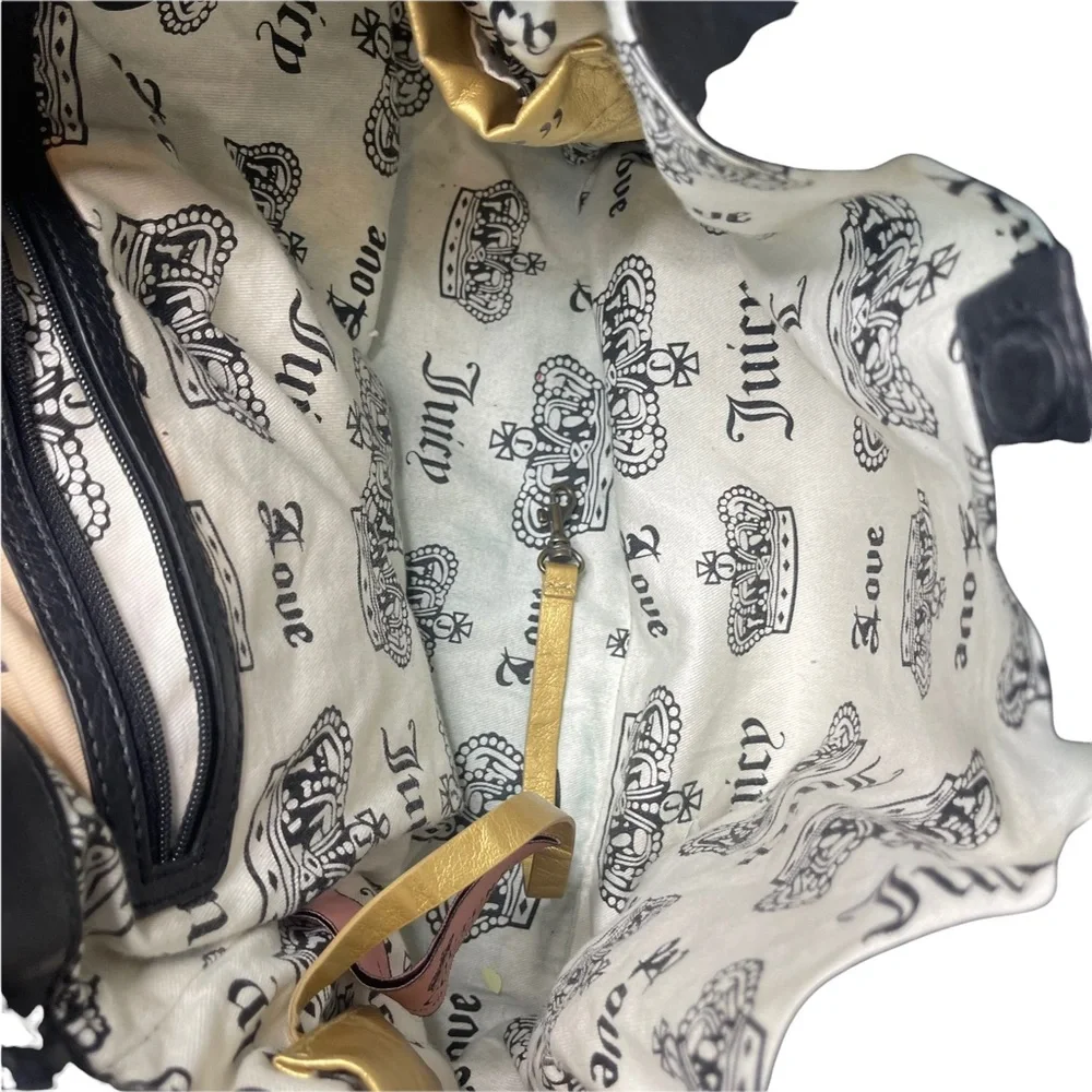 Juicy Couture Vintage Black/White Houndstooth Velour Purse Y2K - Picture 6 of 12